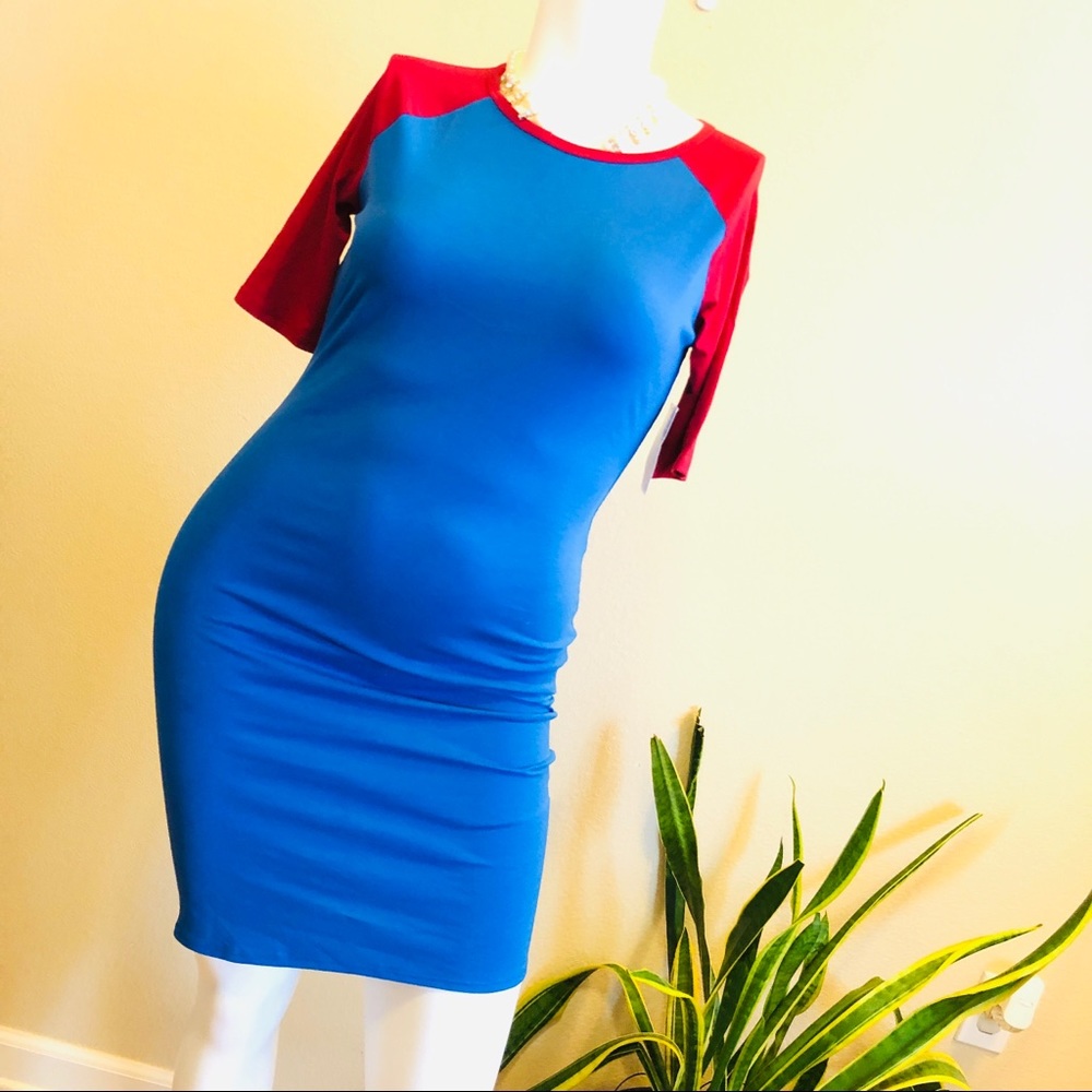 LuLaRoe || Blue Red Julia Casual Dress